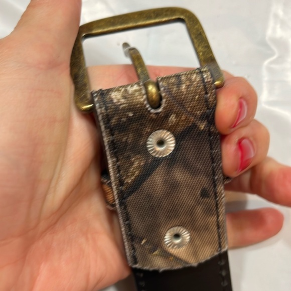 Camo leather tan brown Belt Size 38-42” removable buckle Mexico made country 40 - Picture 2 of 16